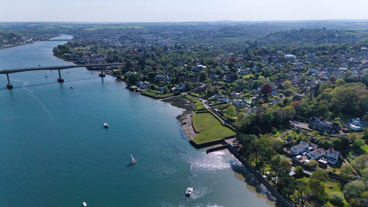 Estuary and town from the air