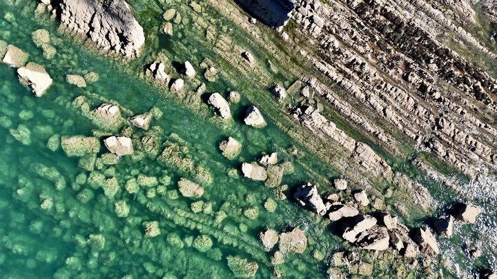 Clear water over rock