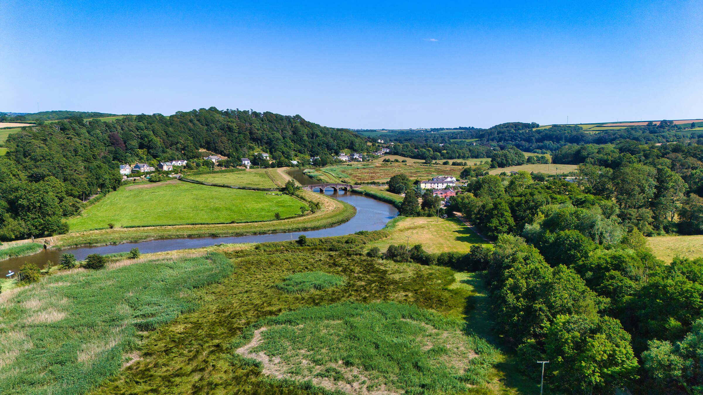 Aerial view of Halfpenny bridge