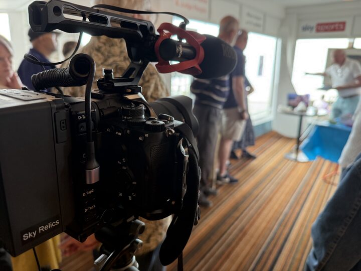 On location, filming Andrew